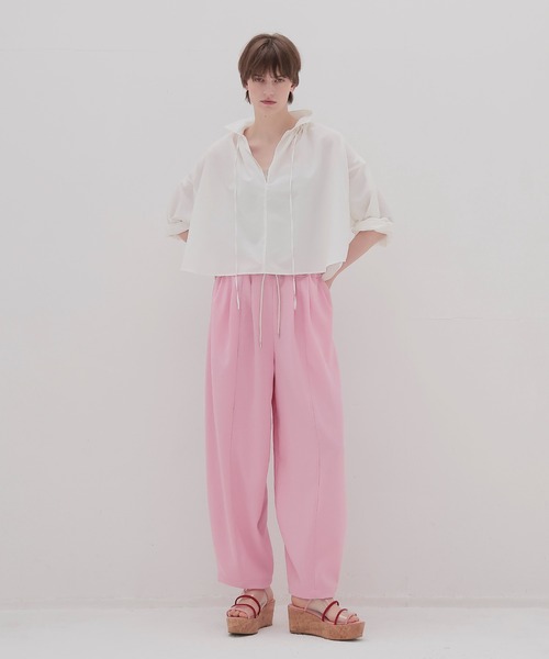 shirring half sleeve short shirt(シャーリングハーフスリーブ