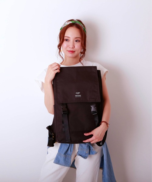 anello（アネロ）の「アネロ anello #AT-H1151 杢調 フラップリュック（バックパック/リュック・レディース・スモークピンク/ブラック/グレー/ネイビー・FREE）」の5枚目の写真