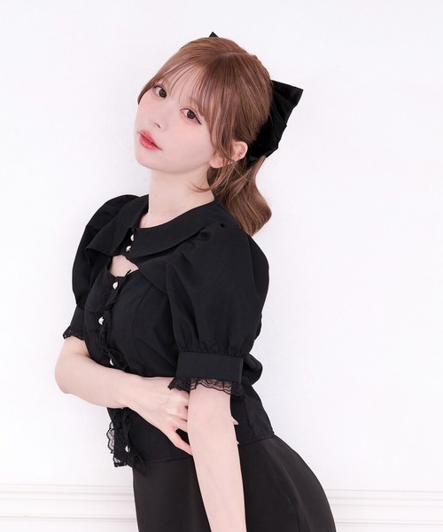 apres jour(アプレジュール)の「【SET着用可能】フロントオープン襟付きブラウス(シャツ/ブラウス・レディース・ホワイト/ブラック/ブラウン系その他/ブラック系その他・X-LARGE/フリー)」の7枚目の写真