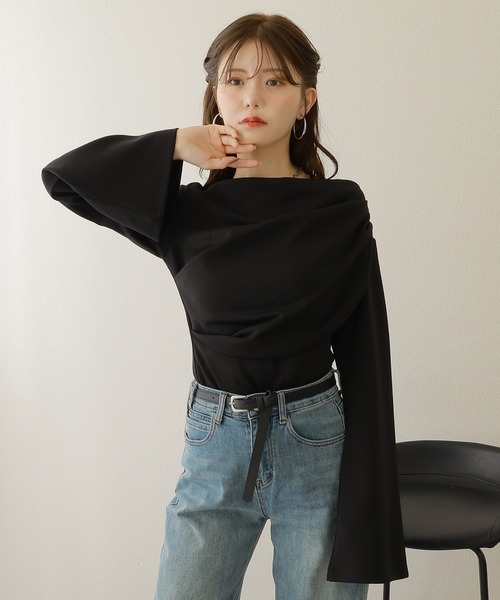 PLEATS PLEAS 長袖ラグラン フレアスリーブ トップス PLEATS PLEAS 長袖ラグラン フレアスリーブ トップス