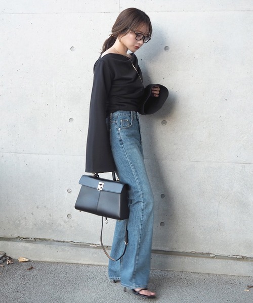 LAULEN（ローレン）の「drape flare wide sleeve tops /ドレープワイドフレアスリーブトップス（Tシャツ/カットソー・レディース・アイボリー/ブラック・FREE）」の10枚目の写真