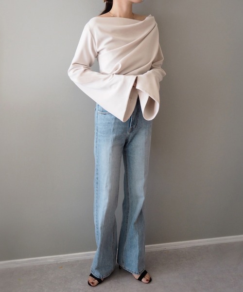 drape flare wide sleeve tops /ドレープワイドフレアスリーブトップス
