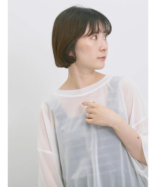 Samansa Mos2 blue（サマンサモスモスブルー）の「◎シアープルオーバー（Tシャツ/カットソー・レディース・ブラウン/オフホワイト/ブラック・F）」の4枚目の写真