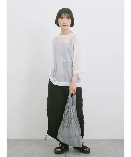 Samansa Mos2 blue（サマンサモスモスブルー）の「◎シアープルオーバー（Tシャツ/カットソー・レディース・ブラウン/オフホワイト/ブラック・F）」の8枚目の写真