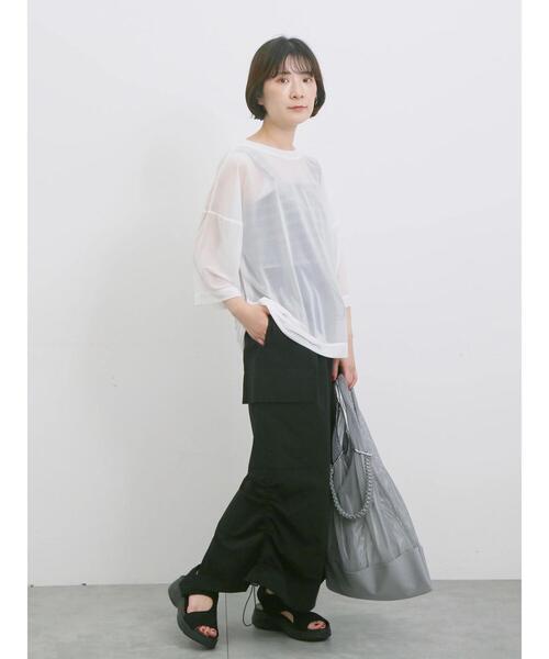 Samansa Mos2 blue（サマンサモスモスブルー）の「◎シアープルオーバー（Tシャツ/カットソー・レディース・ブラウン/オフホワイト/ブラック・F）」の9枚目の写真