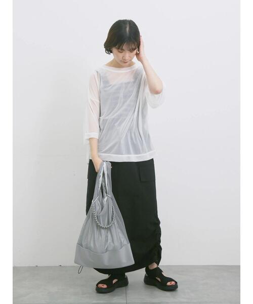 Samansa Mos2 blue（サマンサモスモスブルー）の「◎シアープルオーバー（Tシャツ/カットソー・レディース・ブラウン/オフホワイト/ブラック・F）」の10枚目の写真