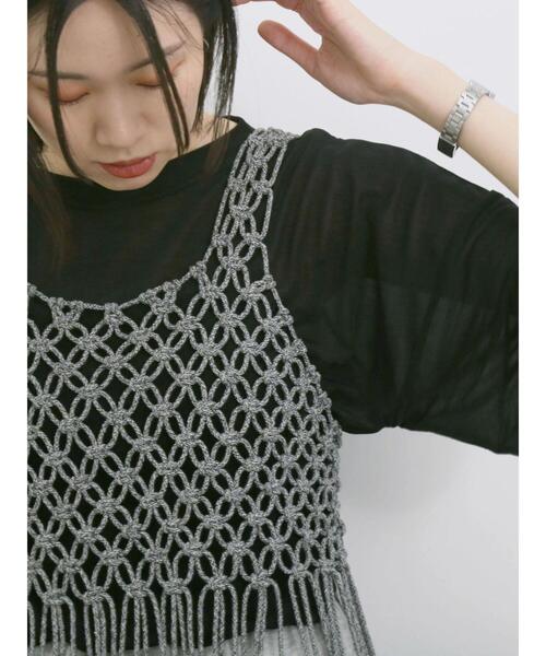 Samansa Mos2 blue（サマンサモスモスブルー）の「◎シアープルオーバー（Tシャツ/カットソー・レディース・ブラウン/オフホワイト/ブラック・F）」の12枚目の写真