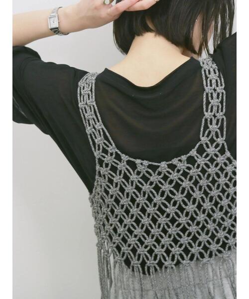 Samansa Mos2 blue（サマンサモスモスブルー）の「◎シアープルオーバー（Tシャツ/カットソー・レディース・ブラウン/オフホワイト/ブラック・F）」の13枚目の写真