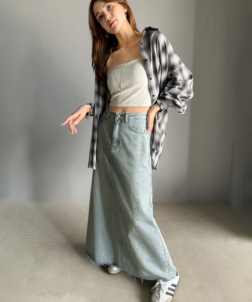 mily bilet(ミウィビレット)の「【mily bilet】上品なAライン。ビジューストーン付きフレアスカート(スカート・レディース・ブラック/その他1/ブルー・X-LARGE/SMALL/MEDIUM/LARGE)」の9枚目の写真