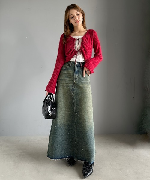 mily bilet(ミウィビレット)の「【mily bilet】上品なAライン。ビジューストーン付きフレアスカート(スカート・レディース・ブラック/その他1/ブルー・X-LARGE/SMALL/MEDIUM/LARGE)」の15枚目の写真