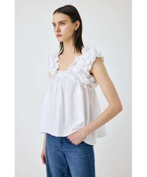 moussy ショルダーフリルブラウス ホワイト SHOULDER FRILLS トップス(シャツ/ブラウス)|MOUSSY