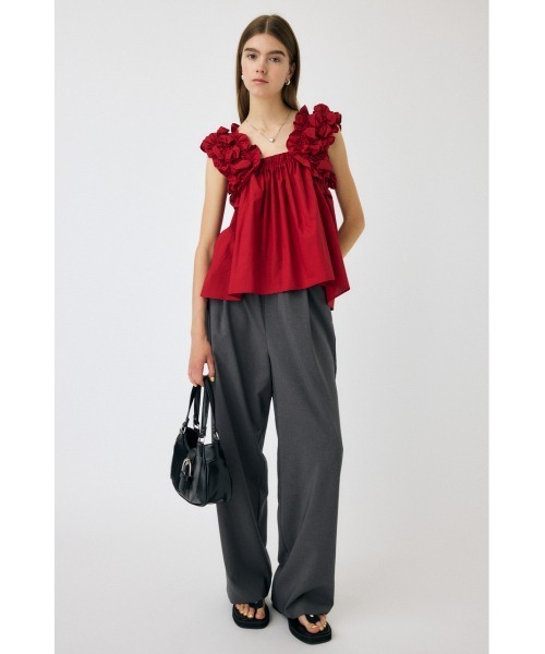 SHOULDER FRILLS トップス BLK 新品 MOUSSY SHOULDER FRILLS トップス BLK -ファッション通販