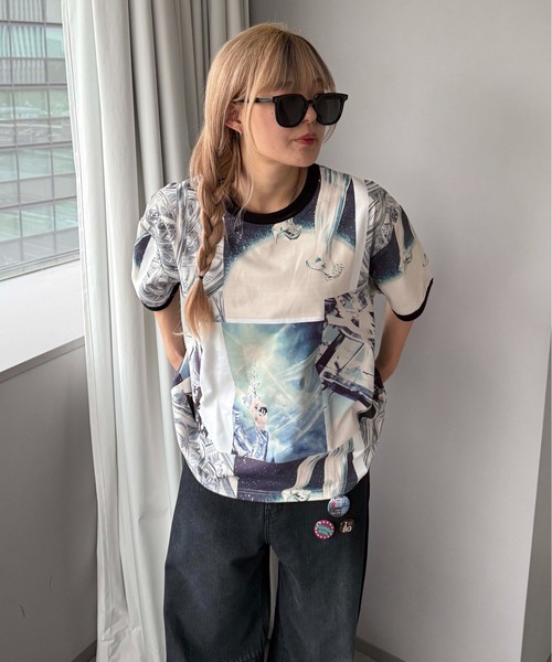 sedacle(セダクル)の「総柄リンガーTシャツ(Tシャツ/カットソー・メンズ・ホワイト系その他・SMALL/MEDIUM/LARGE)」の2枚目の写真