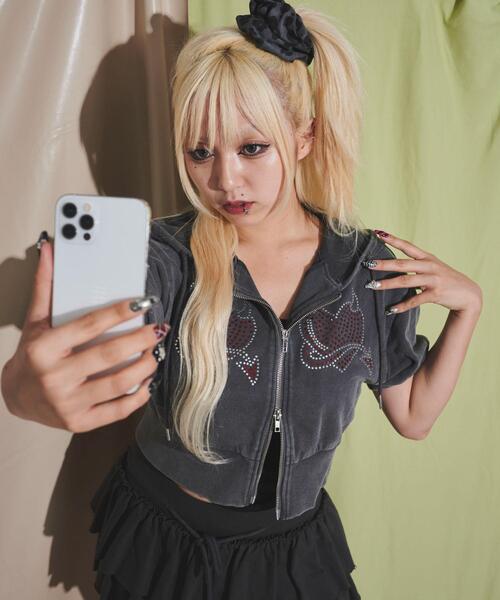 パーカー DISPARK/「25年春夏新作」HEARTDEVILピグメントパーカー レディース DISPARK/【25年春夏新作】HEARTDEVILピグメントパーカー