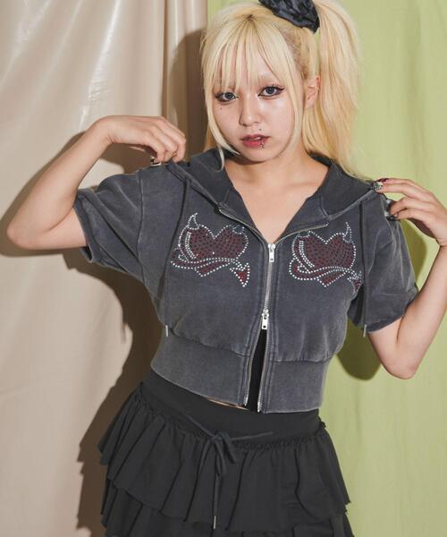 パーカー DISPARK/「25年春夏新作」HEARTDEVIL SSピグメントパーカー レディース DISPARK/【25年春夏新作】HEARTDEVIL SSピグメントパーカー