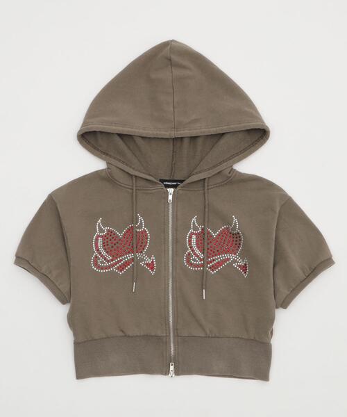 パーカー DISPARK/「25年春夏新作」HEARTDEVIL SSピグメントパーカー レディース DISPARK/【25年春夏新作】HEARTDEVIL SSピグメントパーカー