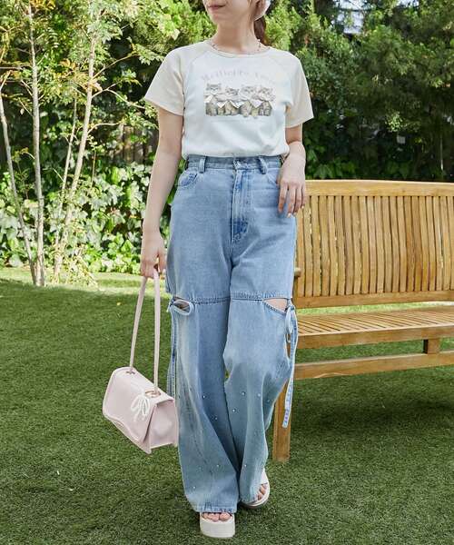 MAJESTIC LEGON（マジェスティックレゴン）の「ラグランネコチャンTシャツ（Tシャツ/カットソー・レディース・ブルー系その他2/ブルー系その他4/ホワイト系その他2・MEDIUM）」の5枚目の写真