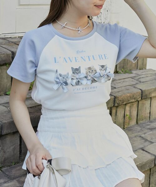 MAJESTIC LEGON（マジェスティックレゴン）の「ラグランネコチャンTシャツ（Tシャツ/カットソー・レディース・ブルー系その他2/ブルー系その他4/ホワイト系その他2・MEDIUM）」の17枚目の写真