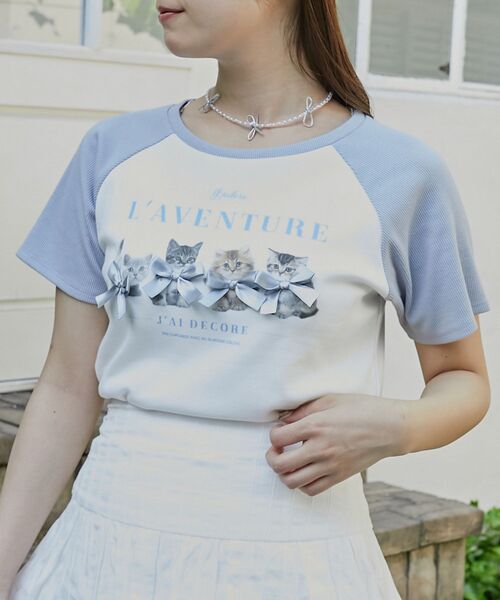 MAJESTIC LEGON（マジェスティックレゴン）の「ラグランネコチャンTシャツ（Tシャツ/カットソー・レディース・ブルー系その他2/ブルー系その他4/ホワイト系その他2・MEDIUM）」の19枚目の写真