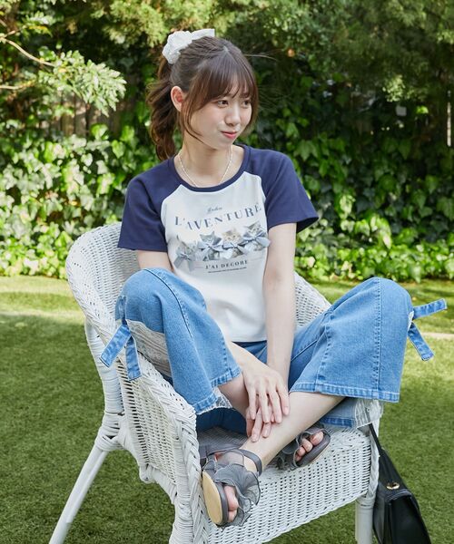 MAJESTIC LEGON（マジェスティックレゴン）の「ラグランネコチャンTシャツ（Tシャツ/カットソー・レディース・ブルー系その他2/ブルー系その他4/ホワイト系その他2・MEDIUM）」の22枚目の写真