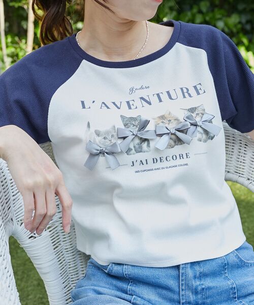 セール】ラグランネコチャンTシャツ（Tシャツ/カットソー
