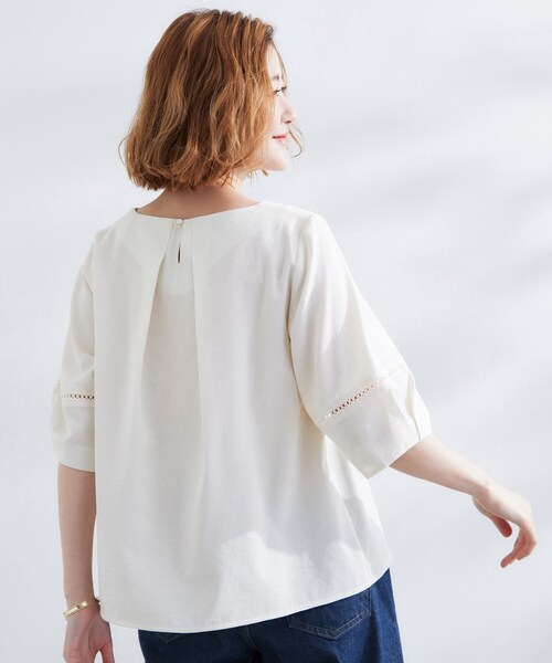 grove(グローブ)の「お洒落に決まる 麻調袖コンシャスブラウス(シャツ/ブラウス・レディース・ライトブルー/オレンジ/アイボリー/スミクロ・02/03/01/04/05)」の8枚目の写真
