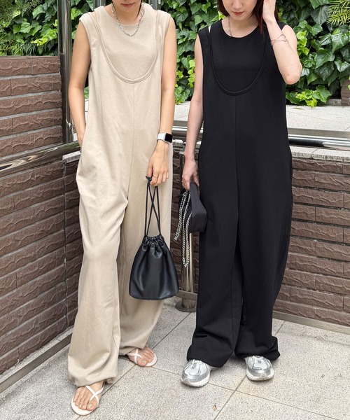 ISOOK（アイスー）の「【ISOOK / アイスー】レイヤード風オールインワン / コンビネゾン ジャンプスーツ パンツ 重ね着 アメスリ タンクトップ  ZOZOTOWN限定（つなぎ/オールインワン・レディース・ブラック/ベージュ・FREE）」の14枚目の写真