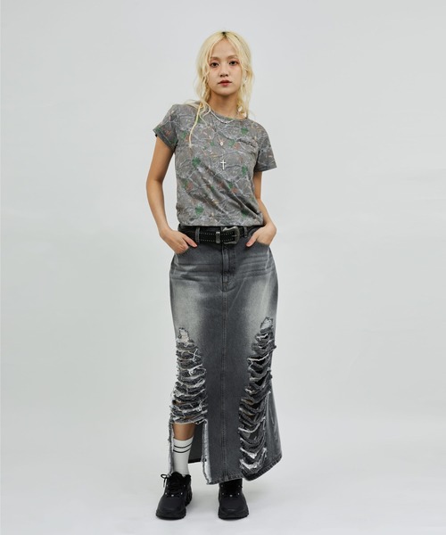 atmos pink(アトモスピンク)の「atmos pink Damaged Long Skirt / アトモス ピンク ダメージ ロング スカート(スカート・レディース・ブルー/ブラック・M/S)」の11枚目の写真