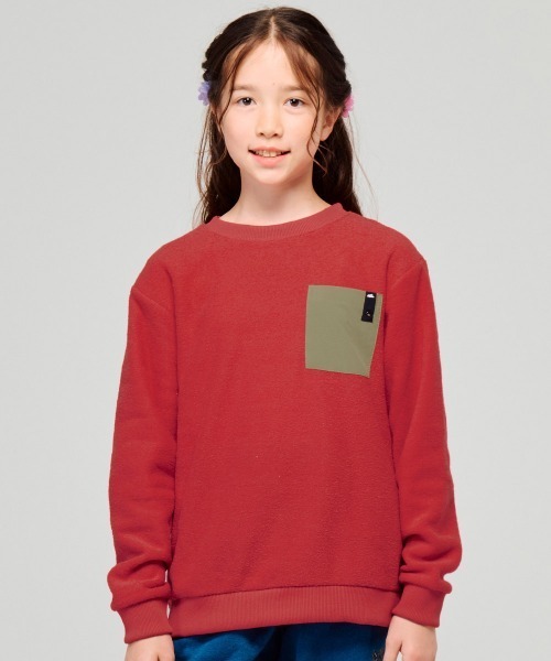 KRIFF MAYER Kid's Collection(クリフメイヤーキッズコレクション)の「【ふんわり裏起毛】かるポカポケクルー(スウェット・キッズ・レッド/ブラウン/サンドベージュ/カーキ/ブラック・140/170/160/150/130/120)」の1枚目の写真