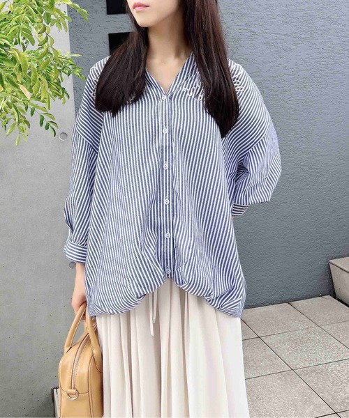 INGNI(イング)の「【WEB限定】コード刺繍タケノコシャツ(シャツ/ブラウス・レディース・オフホワイト/ネイビー系2/スミクロ・M)」の10枚目の写真
