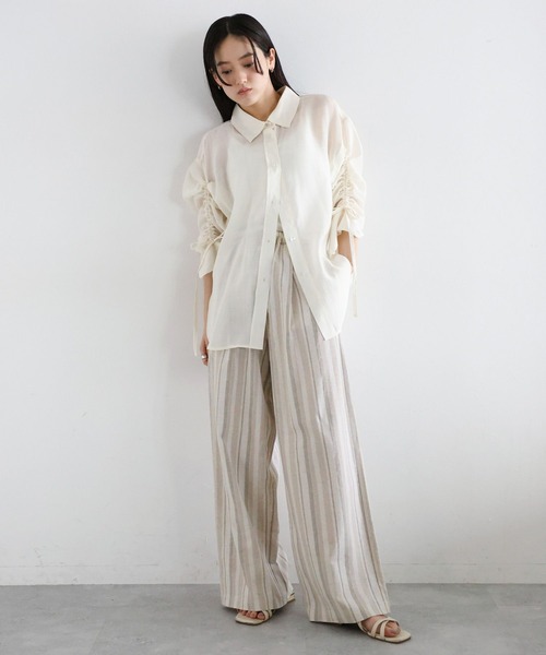 RAGEBLUE（レイジブルー）の「〈セットアップ対応〉リネン混/ストライプワイドイージーパンツ（その他パンツ・レディース・ベージュ・FREE）」の2枚目の写真