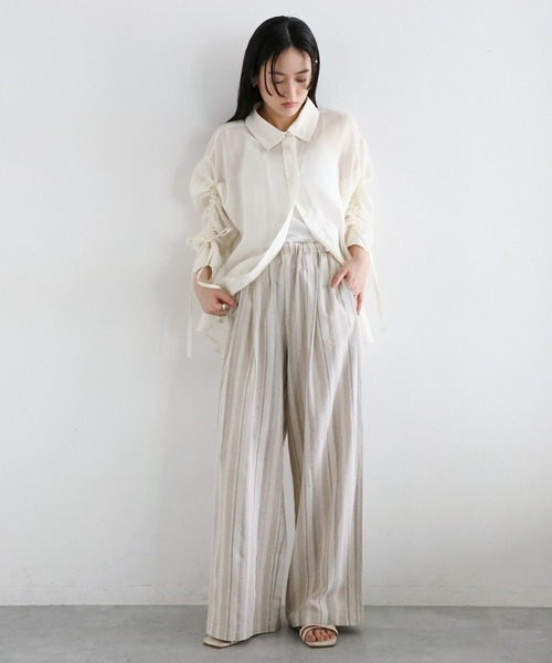 RAGEBLUE（レイジブルー）の「〈セットアップ対応〉リネン混/ストライプワイドイージーパンツ（その他パンツ・レディース・ベージュ・FREE）」の5枚目の写真