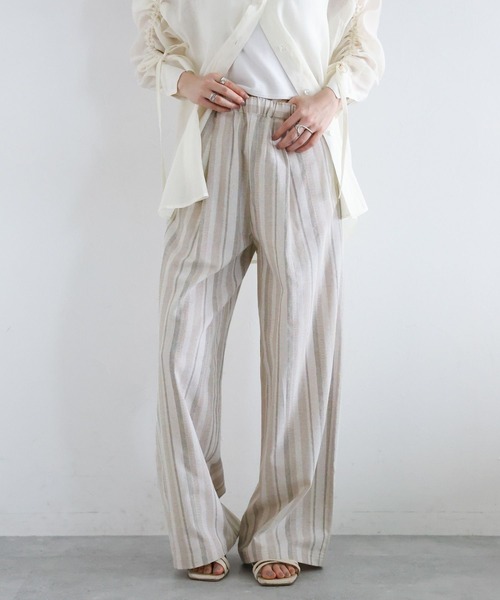 RAGEBLUE（レイジブルー）の「〈セットアップ対応〉リネン混/ストライプワイドイージーパンツ（その他パンツ・レディース・ベージュ・FREE）」の9枚目の写真