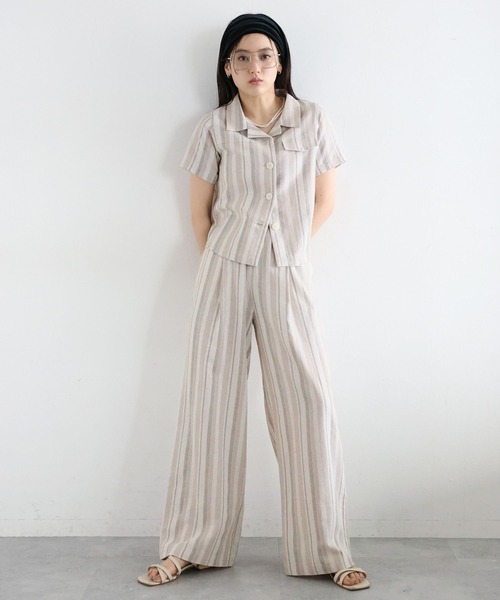 RAGEBLUE（レイジブルー）の「〈セットアップ対応〉リネン混/ストライプワイドイージーパンツ（その他パンツ・レディース・ベージュ・FREE）」の21枚目の写真