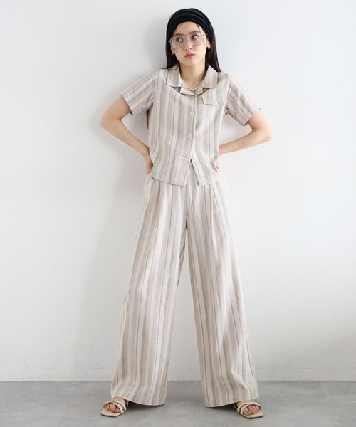 RAGEBLUE（レイジブルー）の「〈セットアップ対応〉リネン混/ストライプワイドイージーパンツ（その他パンツ・レディース・ベージュ・FREE）」の22枚目の写真