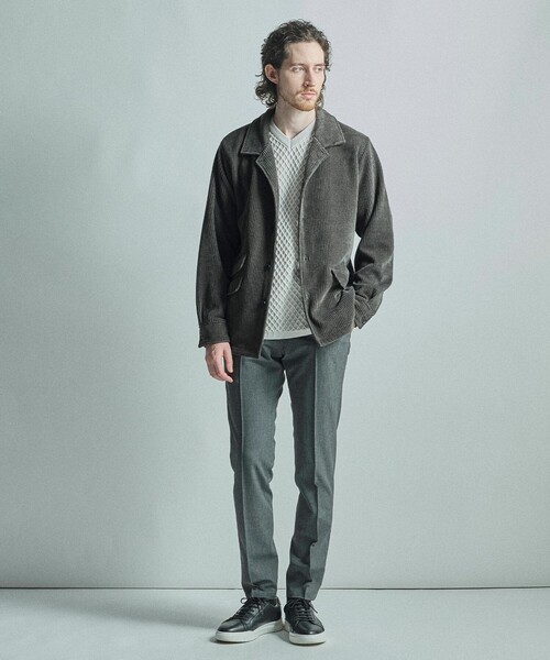 MEN'S BIGI(メンズビギ)の「ベロア調コールワッフル カバーオールジャケット(Tシャツ/カットソー・メンズ・ブラウン/ブラック・02/01/03)」の6枚目の写真