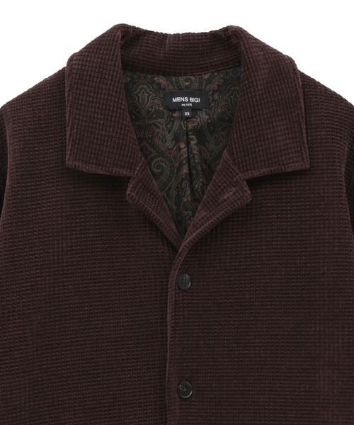 MEN'S BIGI（メンズビギ）の「ベロア調コールワッフル カバーオールジャケット（カバーオール・メンズ・ブラウン/ブラック・02/01/03）」の3枚目の写真