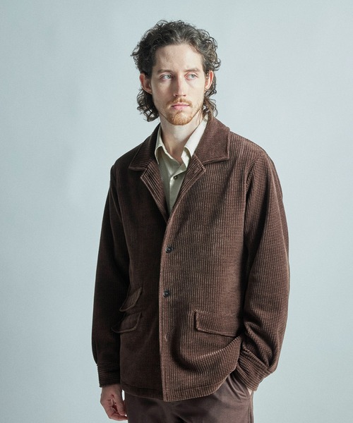 MEN'S BIGI（メンズビギ）の「ベロア調コールワッフル カバーオールジャケット（カバーオール・メンズ・ブラウン/ブラック・02/01/03）」の10枚目の写真