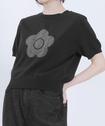 MARY QUANT マリークワント 半袖ニット ブラック MARY QUANT ニット セーター マリークワント mary quant ラメ