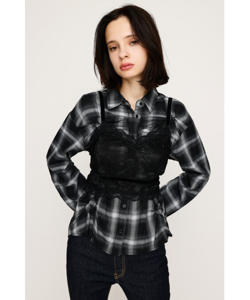 SLY（スライ）の「RIBBON LACE DESIGN BRA リボン レース デザイン ブラ 秋服（キャミソール・レディース・ブラック/ホワイト・FREE）」の11枚目の写真