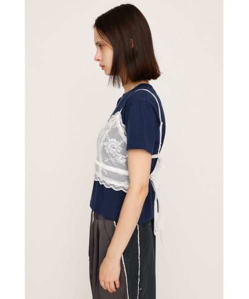 SLY（スライ）の「RIBBON LACE DESIGN BRA リボン レース デザイン ブラ 秋服（キャミソール・レディース・ブラック/ホワイト・FREE）」の6枚目の写真