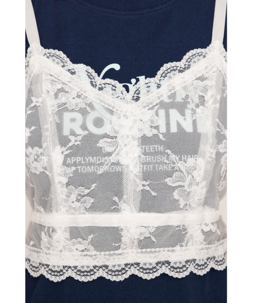 SLY（スライ）の「RIBBON LACE DESIGN BRA リボン レース デザイン ブラ 秋服（キャミソール・レディース・ブラック/ホワイト・FREE）」の8枚目の写真