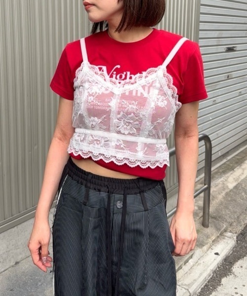 SLY（スライ）の「RIBBON LACE DESIGN BRA リボン レース デザイン ブラ 秋服（キャミソール・レディース・ブラック/ホワイト・FREE）」の14枚目の写真