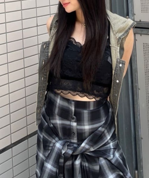 SLY（スライ）の「RIBBON LACE DESIGN BRA リボン レース デザイン ブラ 秋服（キャミソール・レディース・ブラック/ホワイト・FREE）」の18枚目の写真