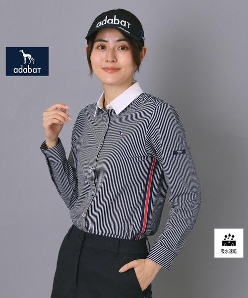 adabat（アダバット）の「【吸水速乾】サッカー長袖シャツ（シャツ/ブラウス・レディース・ネイビー/ネイビー系2・38/40/36/42）」の2枚目の写真