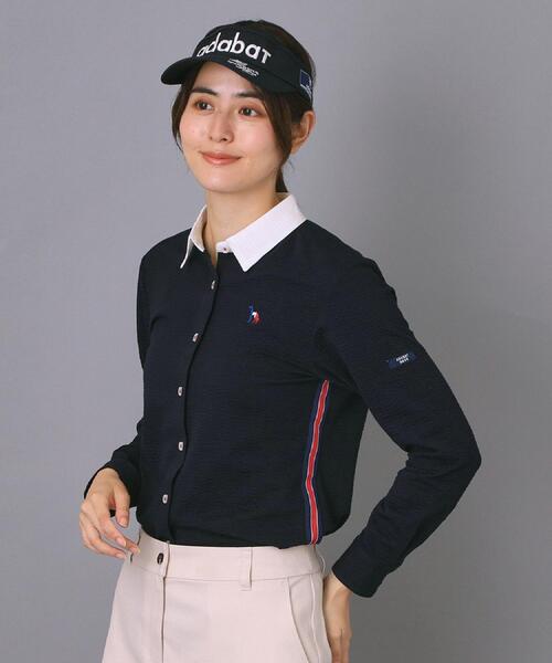 adabat（アダバット）の「【吸水速乾】サッカー長袖シャツ（シャツ/ブラウス・レディース・ネイビー/ネイビー系2・38/40/36/42）」の12枚目の写真