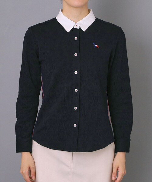 adabat（アダバット）の「【吸水速乾】サッカー長袖シャツ（シャツ/ブラウス・レディース・ネイビー/ネイビー系2・38/40/36/42）」の22枚目の写真