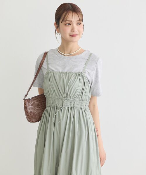 earth music&ecology(アースミュージックアンドエコロジー)の「ドロストシャーリングキャミワンピース(ワンピース・レディース・ライトカーキ/ブラック・FREE)」の16枚目の写真