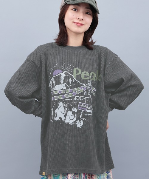 チチカカ（チチカカ）の「COBMASTER コブベアファミリーエベレストワッフルロングTシャツ（Tシャツ/カットソー・メンズ・ブラック/ホワイト・FREE）」の3枚目の写真