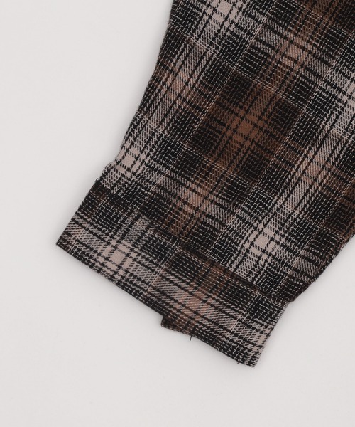 Figments（フィグメンツ）の「フーデッドオーバーチェックシャツ（シャツ/ブラウス・レディース・ブルー/ブラウン・FREE）」の4枚目の写真